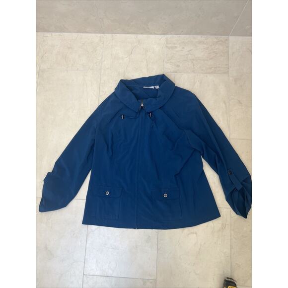 Weekends by Chicos Womens Size 2 Jacket Blue Full Zip Button Pocket Sleeves - Picture 1 of 7